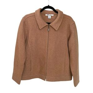 NYGARD COLLECTION Boiled Wool Zip Front Jacket Camel LP